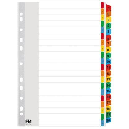 FM Indices A4 1-20 Tab Colour Reinforced