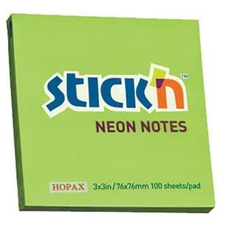 Stick'N Note 76X76mm 100 Sheet Neon Green