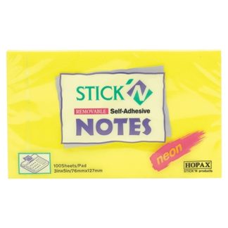 Stick'N Notes 76X127mm 100 Sheet Neon Lemon