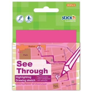 Stick'N Clearnote Yellow 76X51mm 50 Sheets Transparent