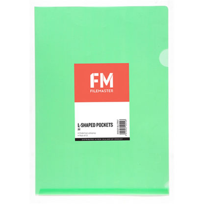 FM Pocket L Shape Clear A4 Green 12Pk