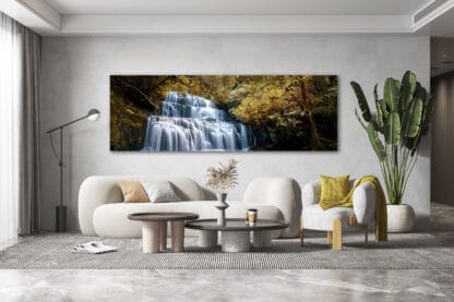 Autumn Waterfall Framed Canvas Art 60"x20"