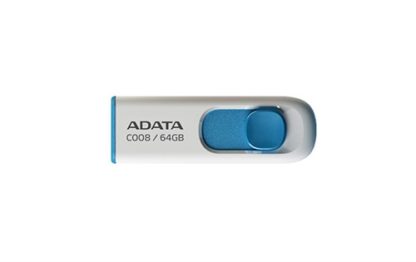 ADATA C008 Retractable USB 2.0 64GB White/Blue Flash Drive