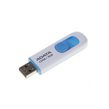 ADATA C008 Retractable USB 2.0 8GB White/Blue Flash Drive