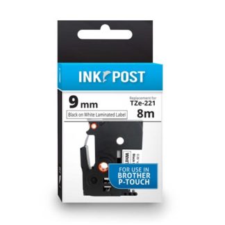 InkPost for Brother TZE221 9mmx8m Black on White