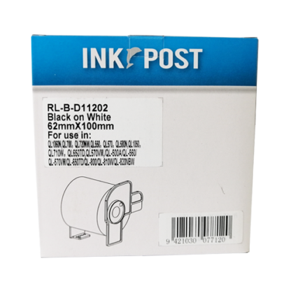 InkPost for Brother DK11202 62mm x 100mm Black on White