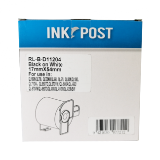 InkPost for Brother DK11208 38mm x 90mm Black on White