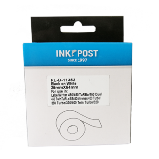 InkPost for Brother DK22606 62mm x 15.24m Black on yellow