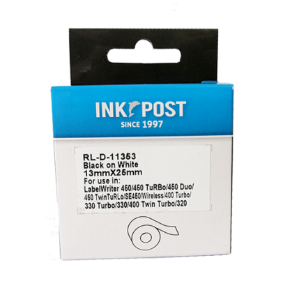 InkPost for Dymo 11353/S0722530 13mm x 25mm Black on white
