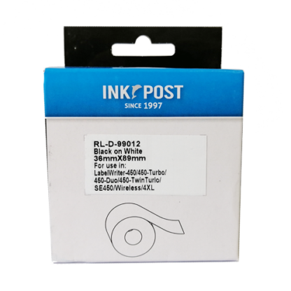 InkPost for Dymo 99012 36mm x 89mm Black on White
