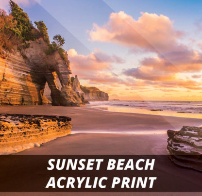 Sunset Beach NZ Fine Art Acrylic Print 20x20